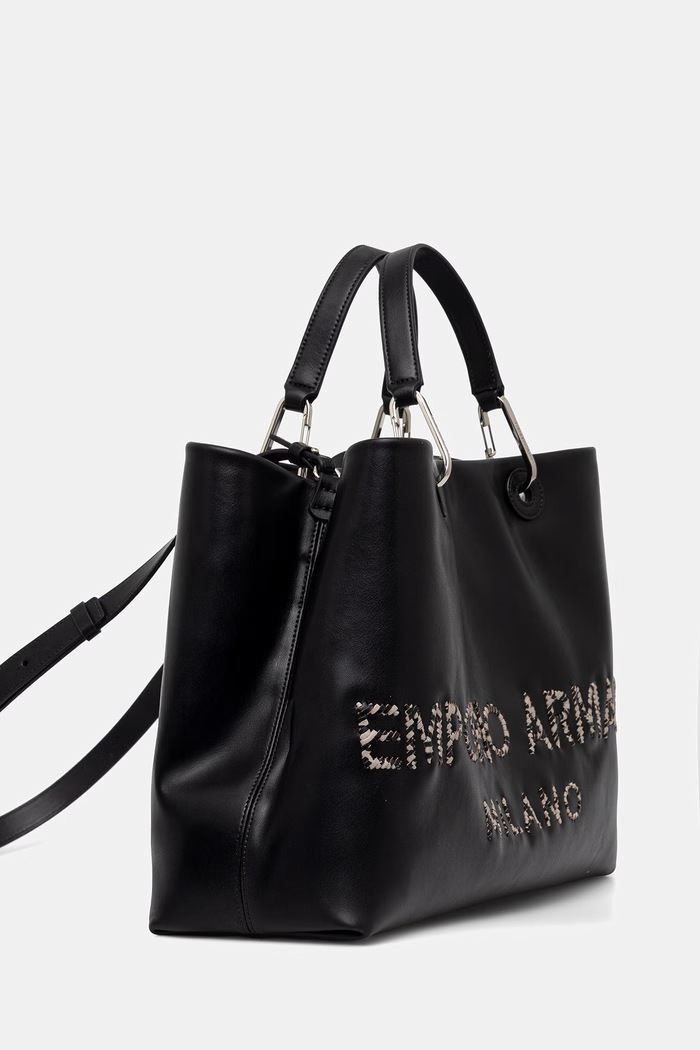 Kožená kabelka Emporio Armani EW000360.AF22010 čierna SS26