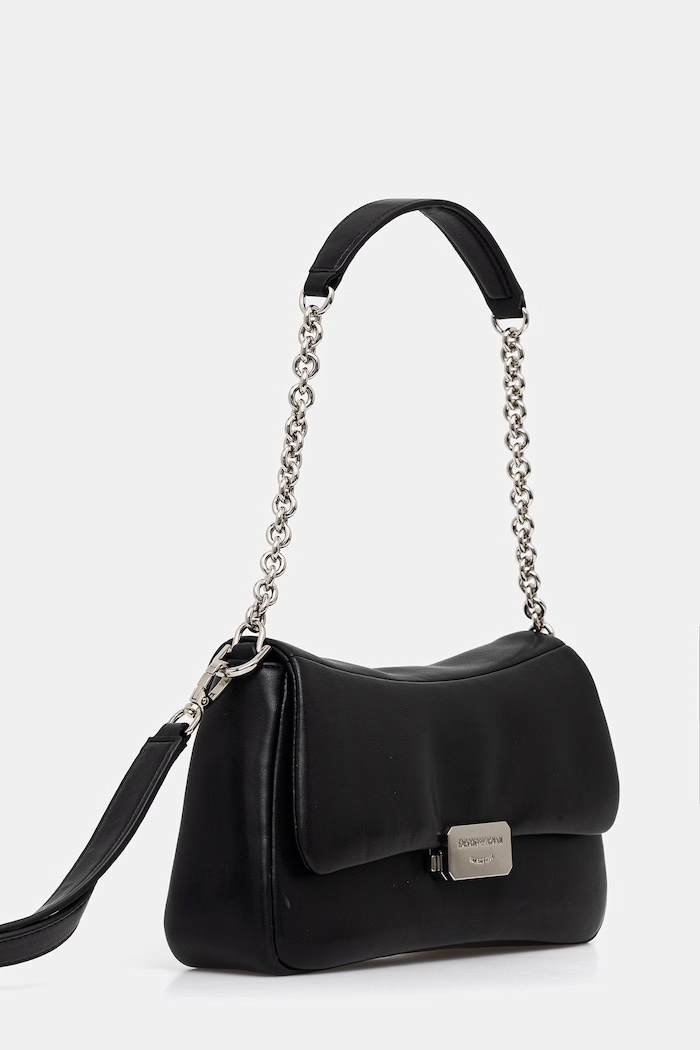 Kožená kabelka Emporio Armani EW002644.AF18673 čierna SS26