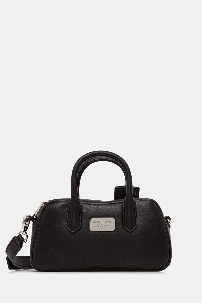 Kožená kabelka Emporio Armani usňová koža hnedá EW003825.AF18673