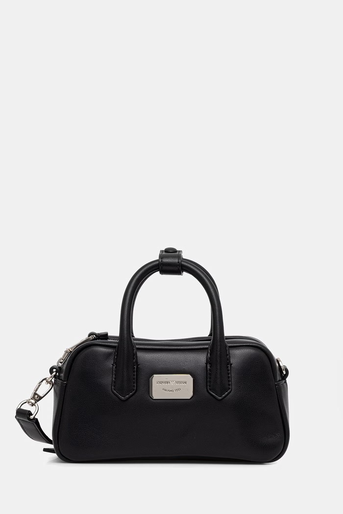 Kožená kabelka Emporio Armani usňová koža čierna EW003825.AF18673