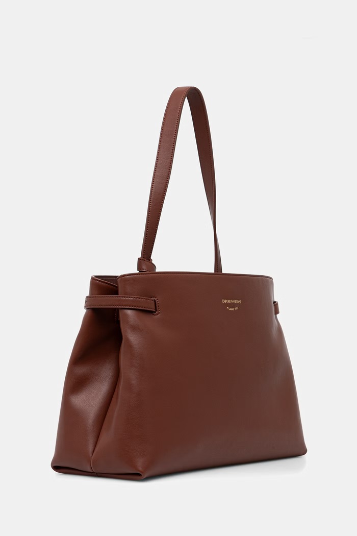 Kožená kabelka Emporio Armani EW003828.AF22783 hnedá SS26