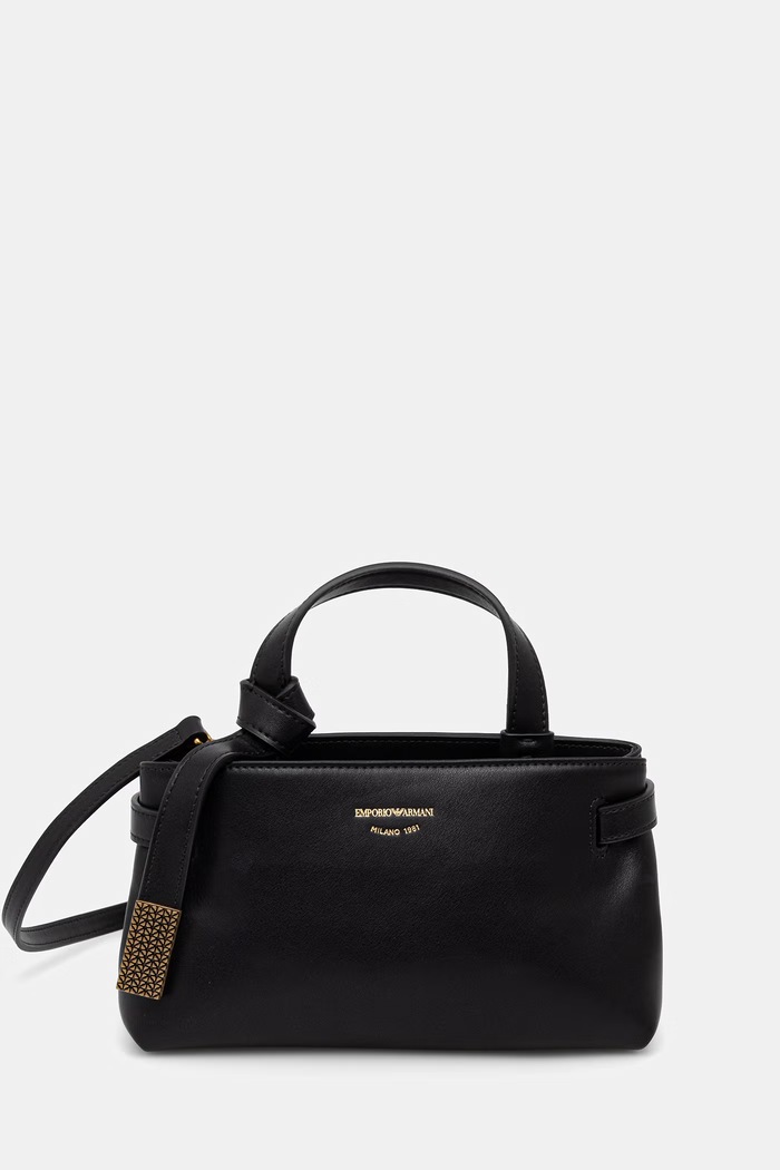 Kožená kabelka Emporio Armani usňová koža čierna EW003830.AF22783