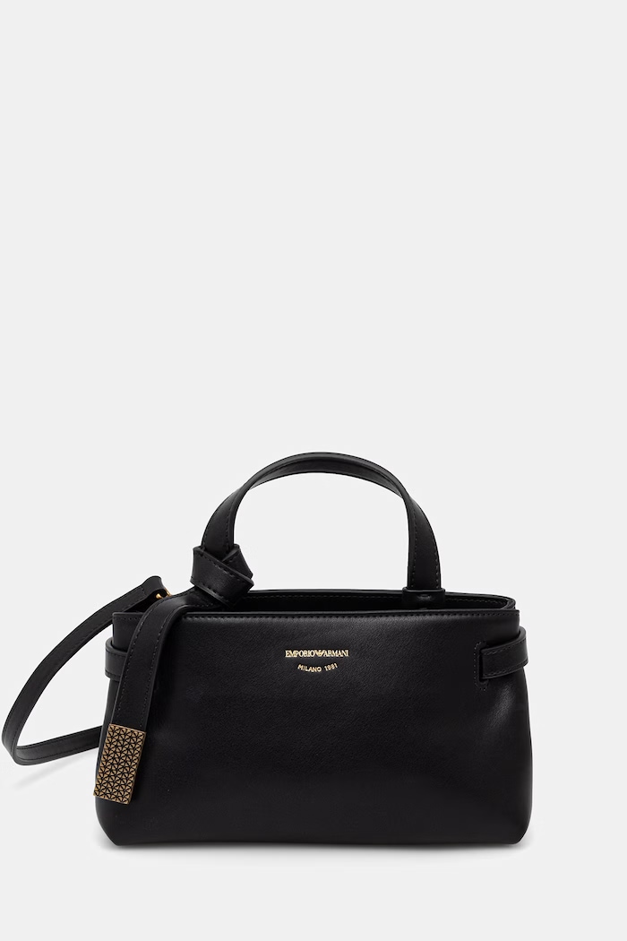 Kožená kabelka Emporio Armani usňová koža čierna EW003830.AF22783