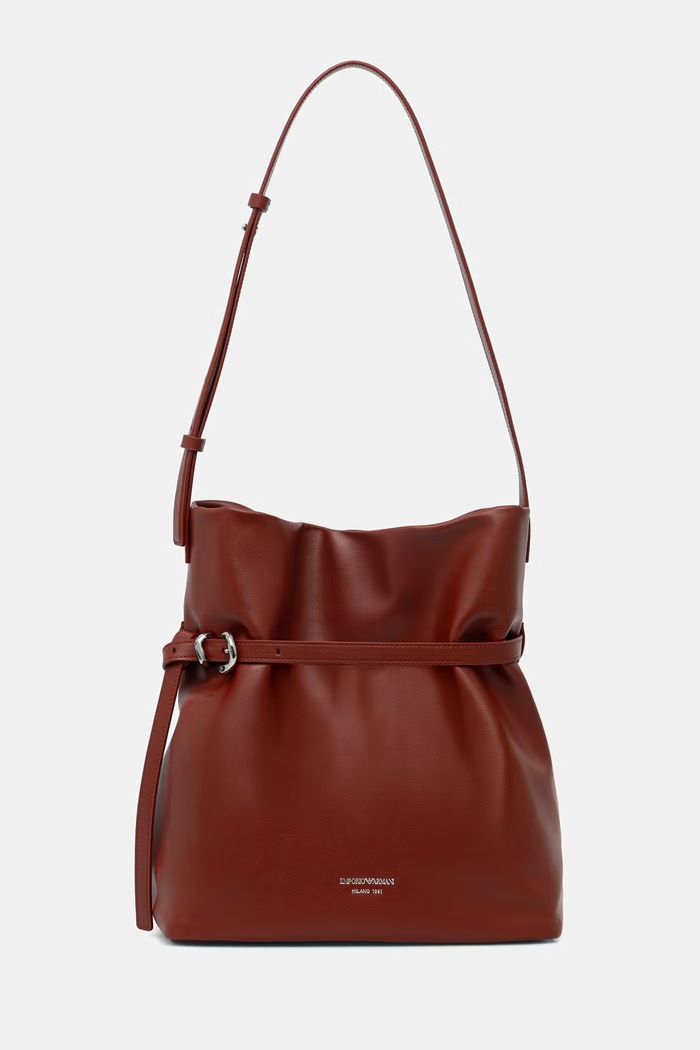 Emporio Armani kabelka typu shopper dámska kožená burgundské EW004751.AF13383