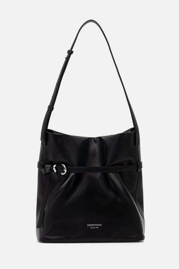 Emporio Armani kabelka typu shopper dámska kožená čierna EW004751.AF13383