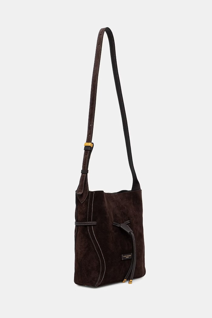 Gianni Chiarini μικρή τσάντα γυναικεία δέρμα σουέτ SIENNA BS.11786.CM.PL καφέ SS26