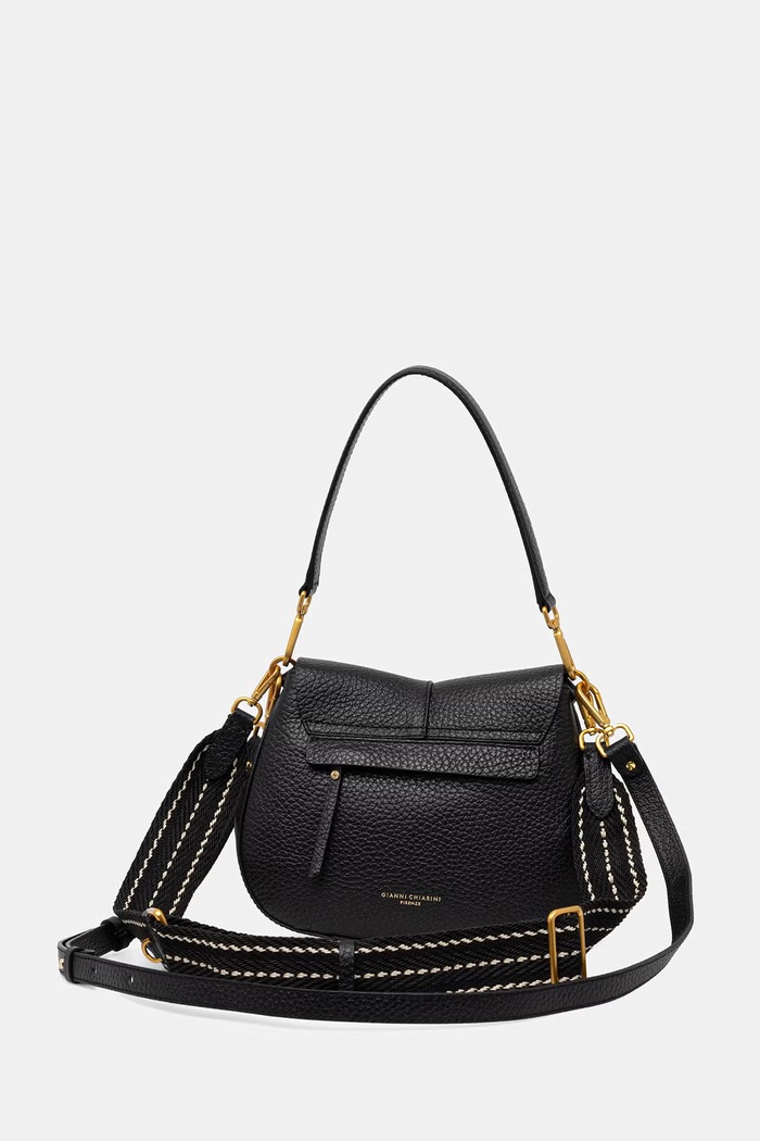 Dodatki Gianni Chiarini crossbody torbica ženska usnjena HELENA ROUND BS.11086.TKL.NAMCP črna