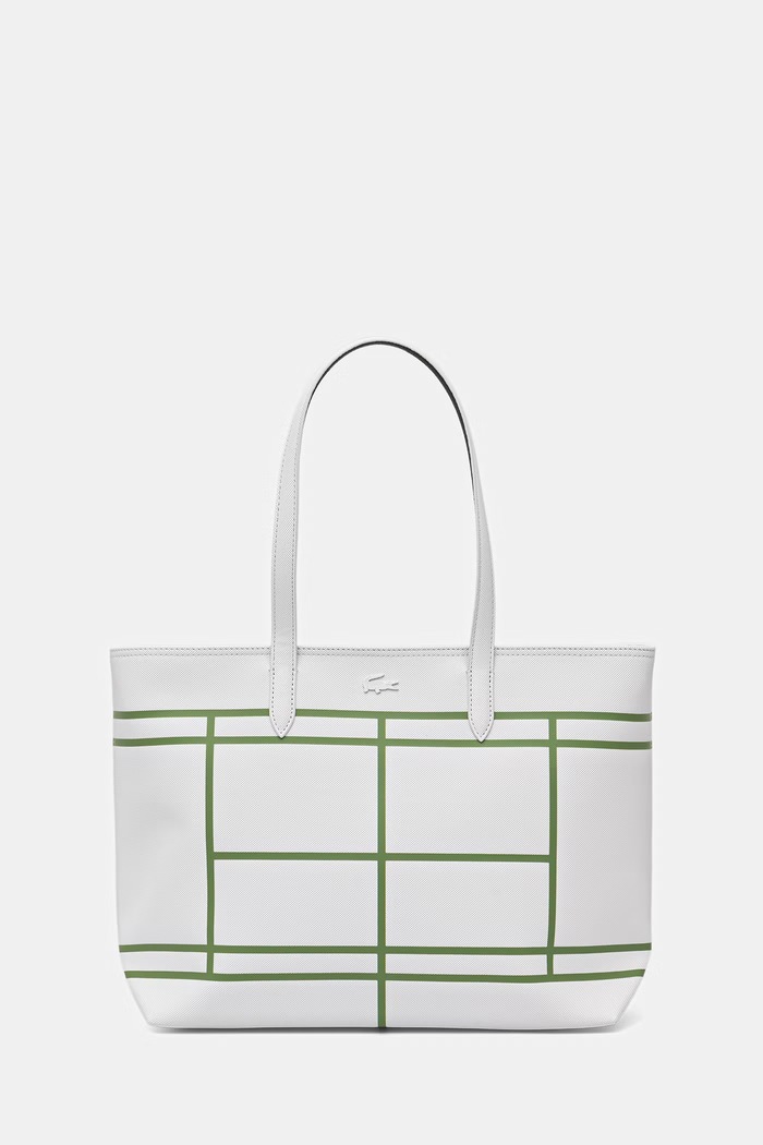 Dámska kabelka typu shopper z imitácie kože Lacoste biela NF5250AS