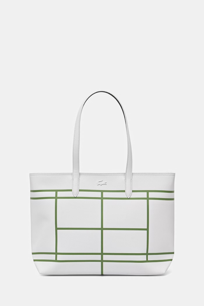Dámska kabelka typu shopper z imitácie kože Lacoste biela NF5250AS