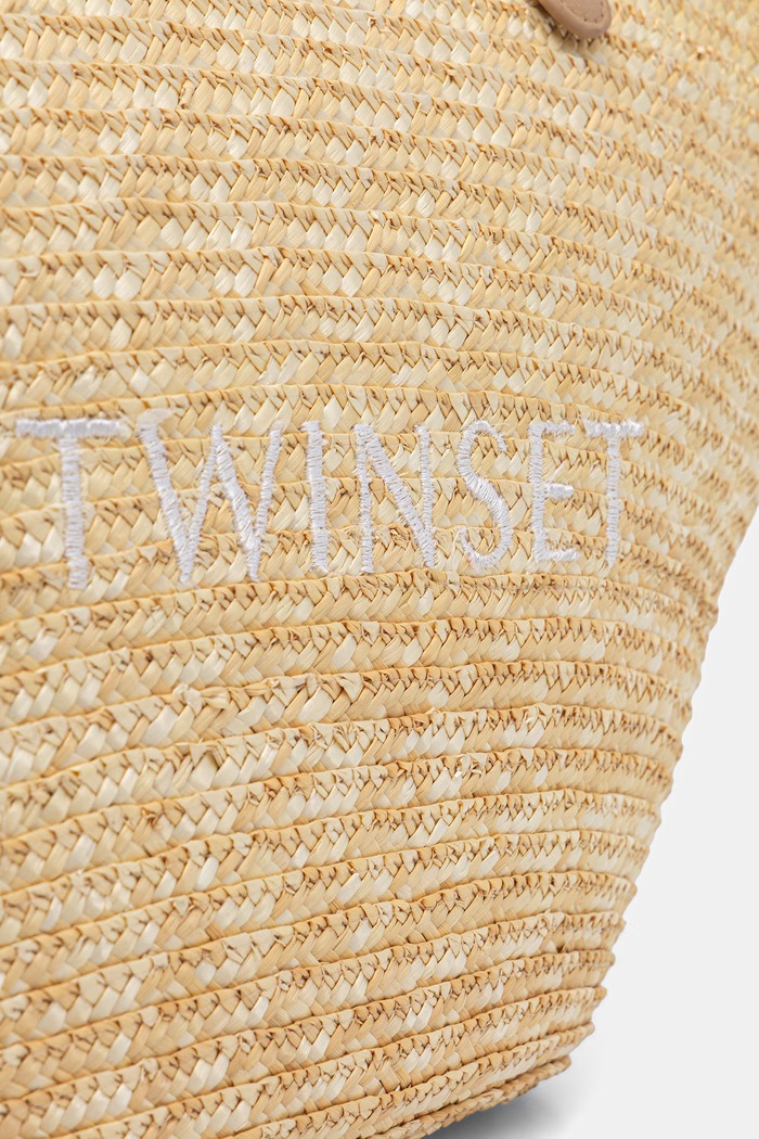 Twinset torba za plažu za žene pletena bež 261LM8AHH