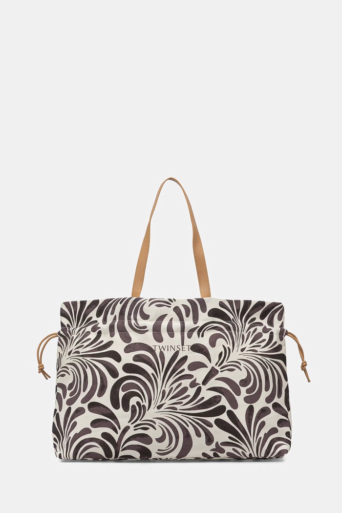 Twinset tote bag pentru femei, din bumbac bej 261LM8AEE
