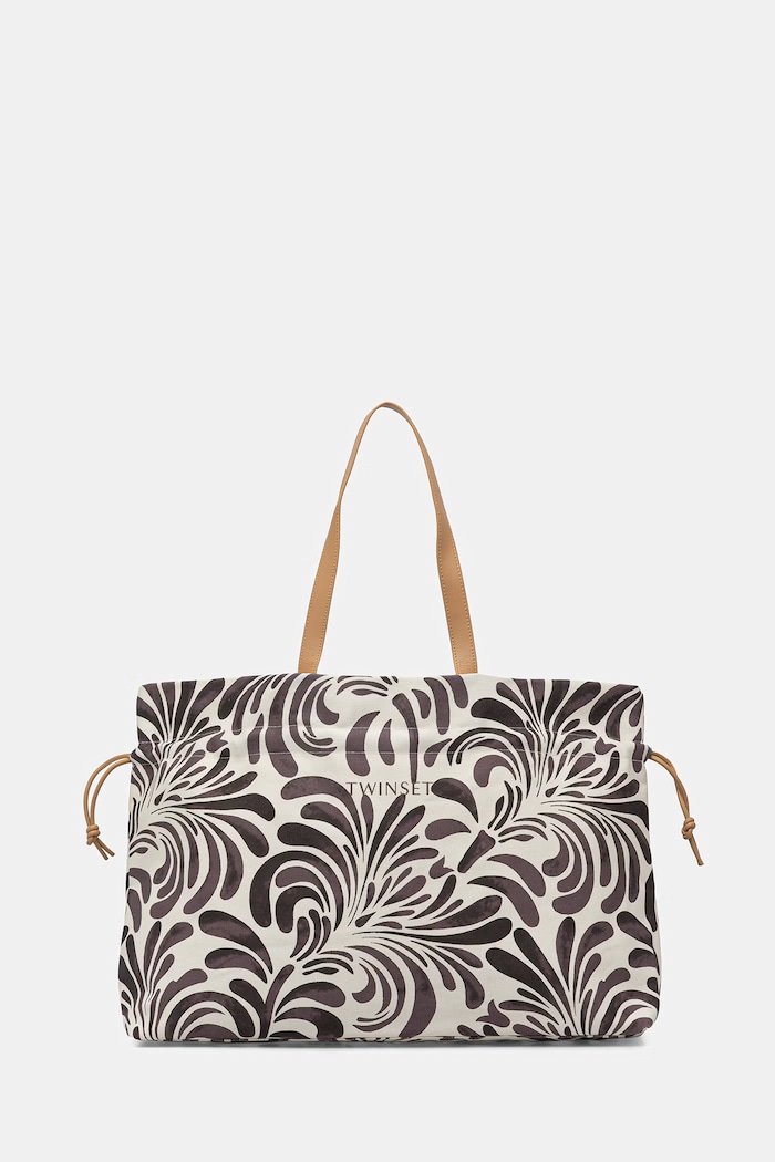 Twinset tote bag pentru femei, din bumbac bej 261LM8AEE