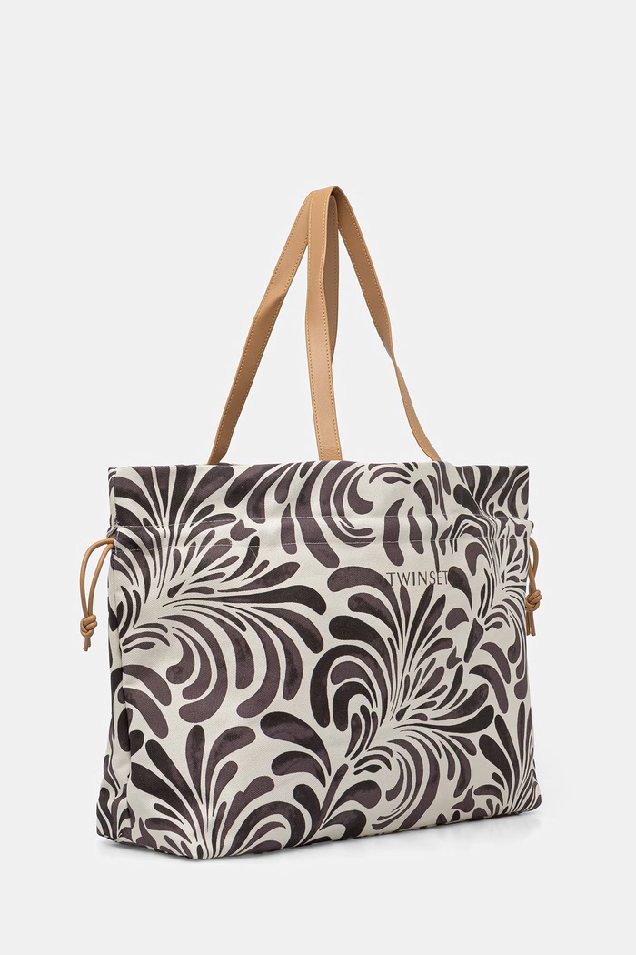 Accesorii Twinset tote bag pentru femei, din bumbac 261LM8AEE bej