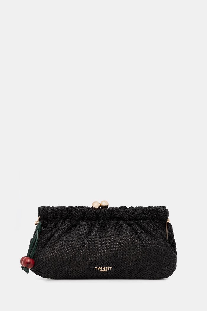 Twinset geantă plic pentru femei împletită negru 261TD8280