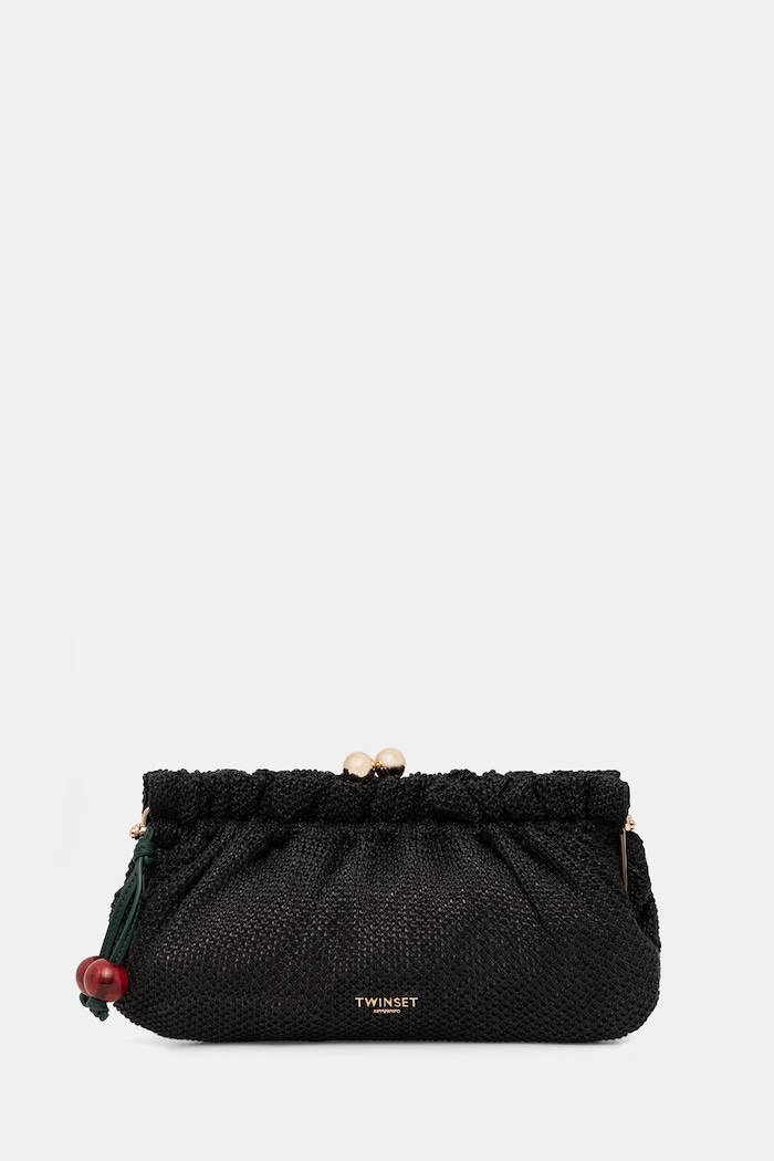 Twinset geantă plic pentru femei împletită negru 261TD8280