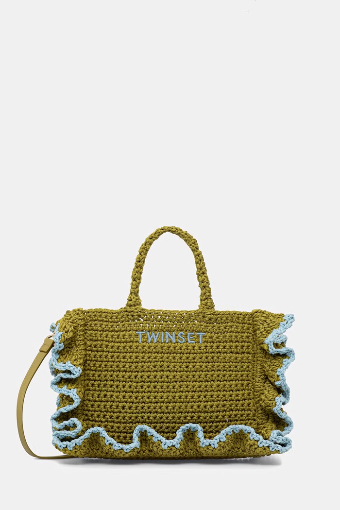 Twinset geantă crossbody pentru femei împletită verde 261TD8291