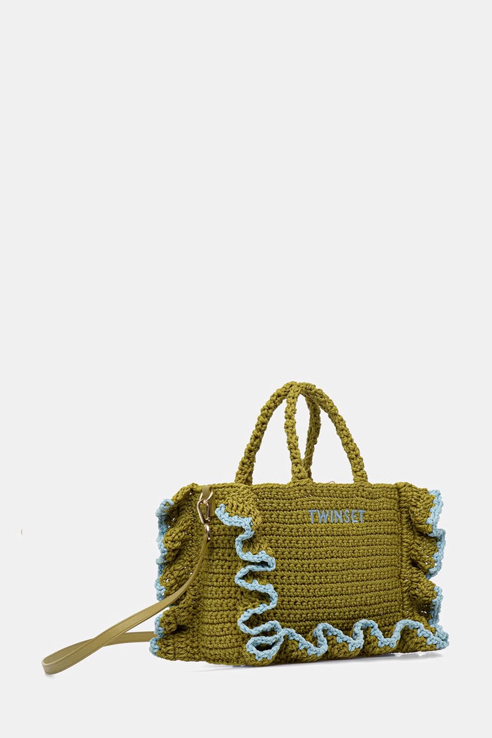 Twinset geantă crossbody pentru femei împletită 261TD8291 verde SS26