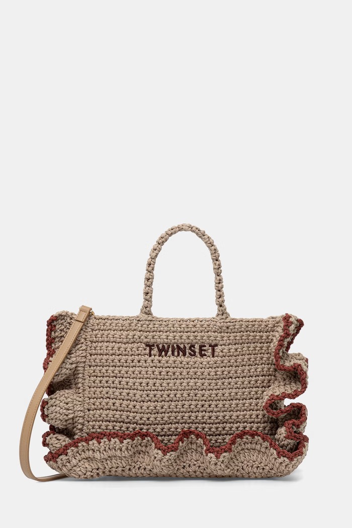 Twinset geantă crossbody pentru femei împletită bej 261TD8291