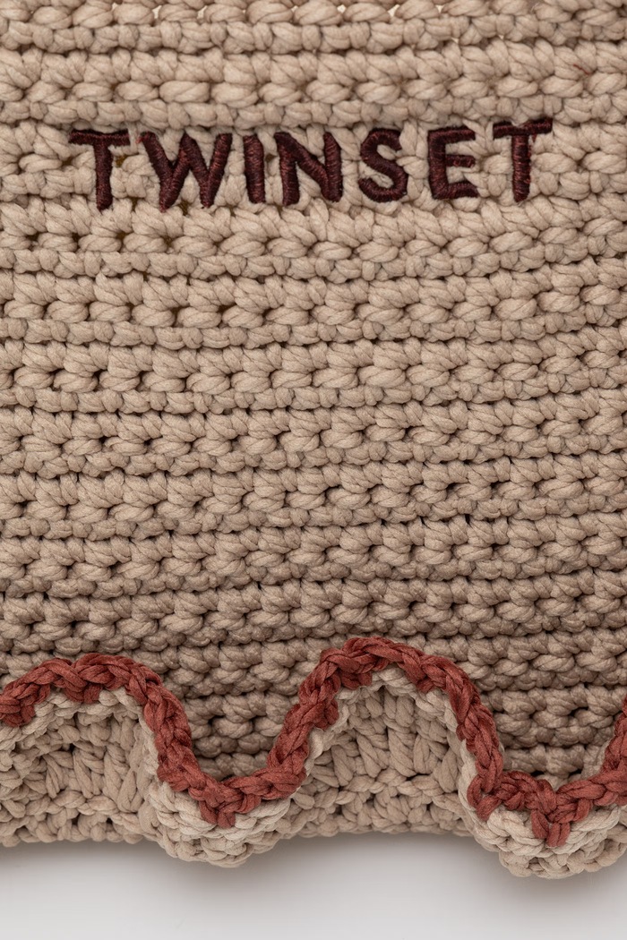 Twinset geantă crossbody pentru femei împletită bej 261TD8291