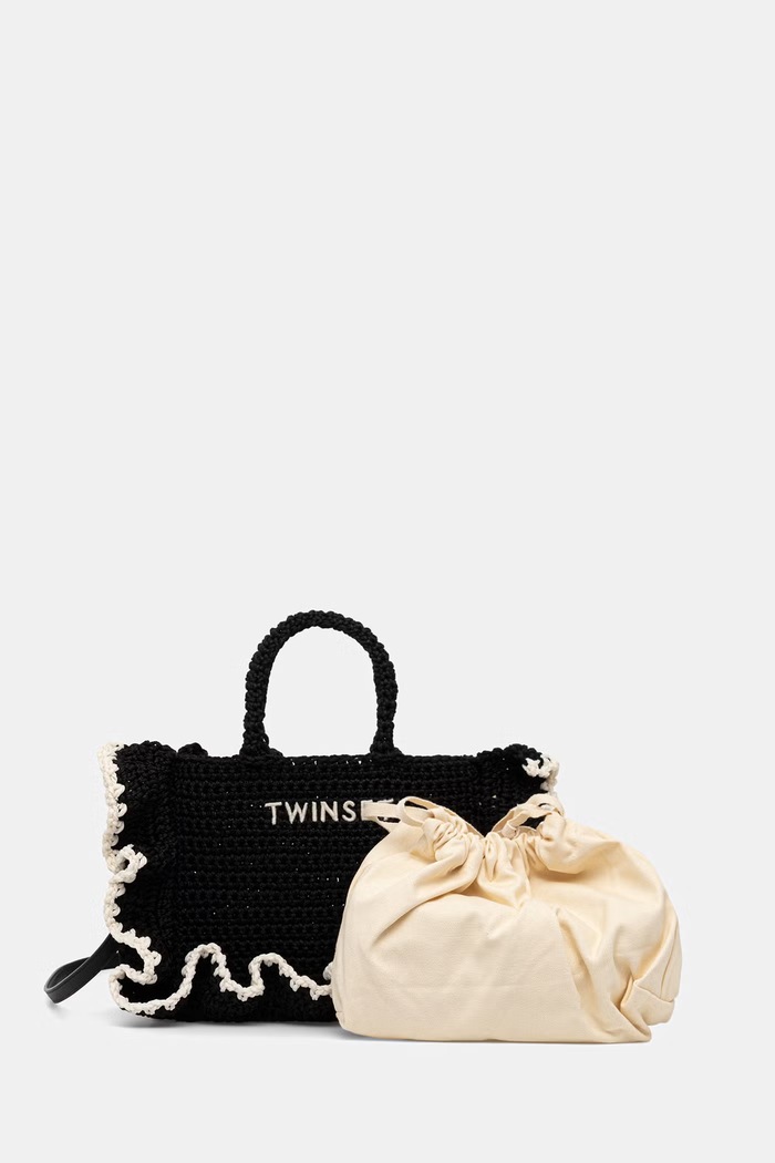 Twinset crossbody kabelka dámska pletená 261TD8291 čierna