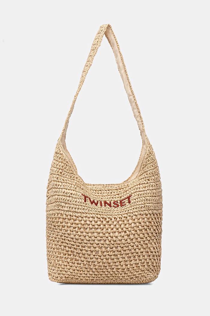 Twinset Plážová kabelka dámska pletená béžová 261TD8310