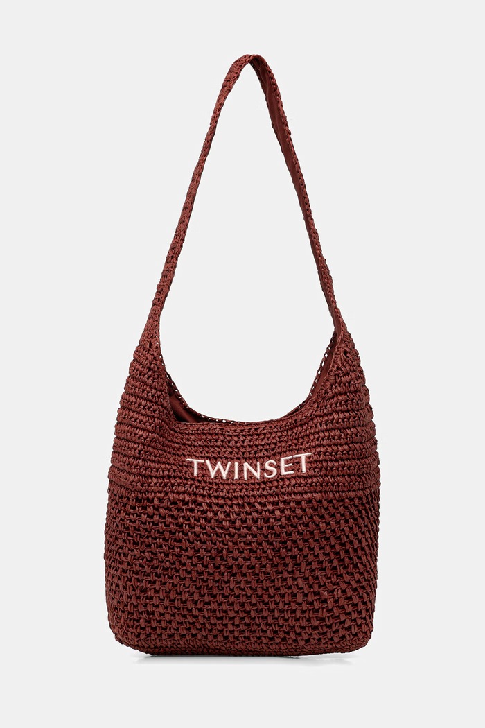 Twinset geantă de plajă pentru femei împletită maro 261TD8310