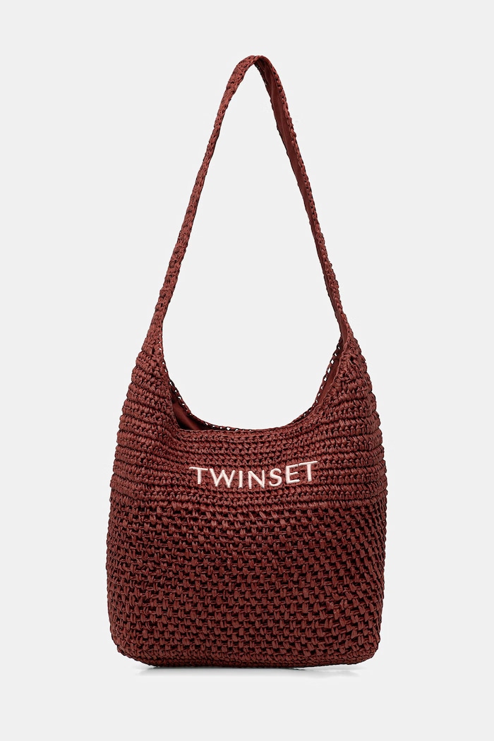 Twinset geantă de plajă pentru femei împletită maro 261TD8310