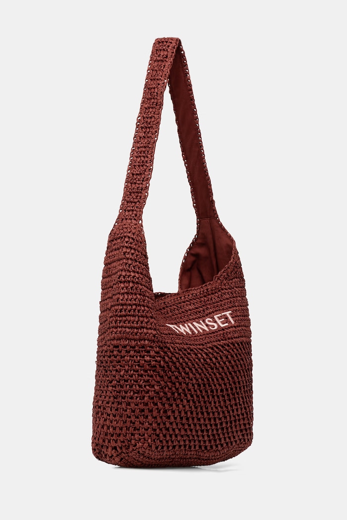 Twinset geantă de plajă pentru femei împletită 261TD8310 maro SS26