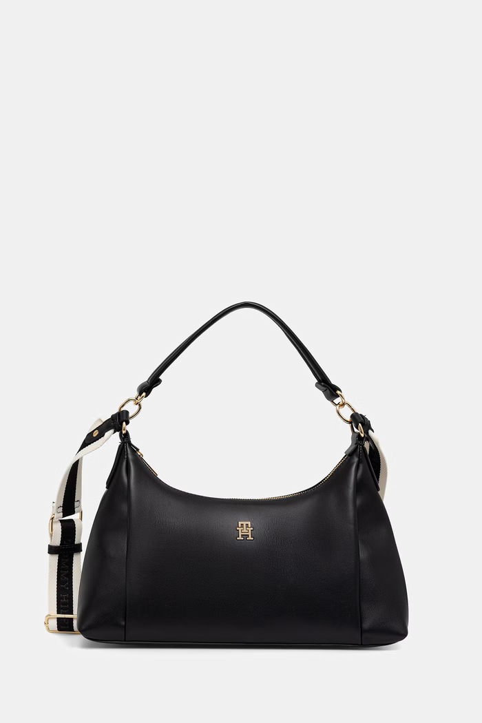 Tommy Hilfiger torbica - kovček ženski iz umetnega usnja črna AW0AW18373