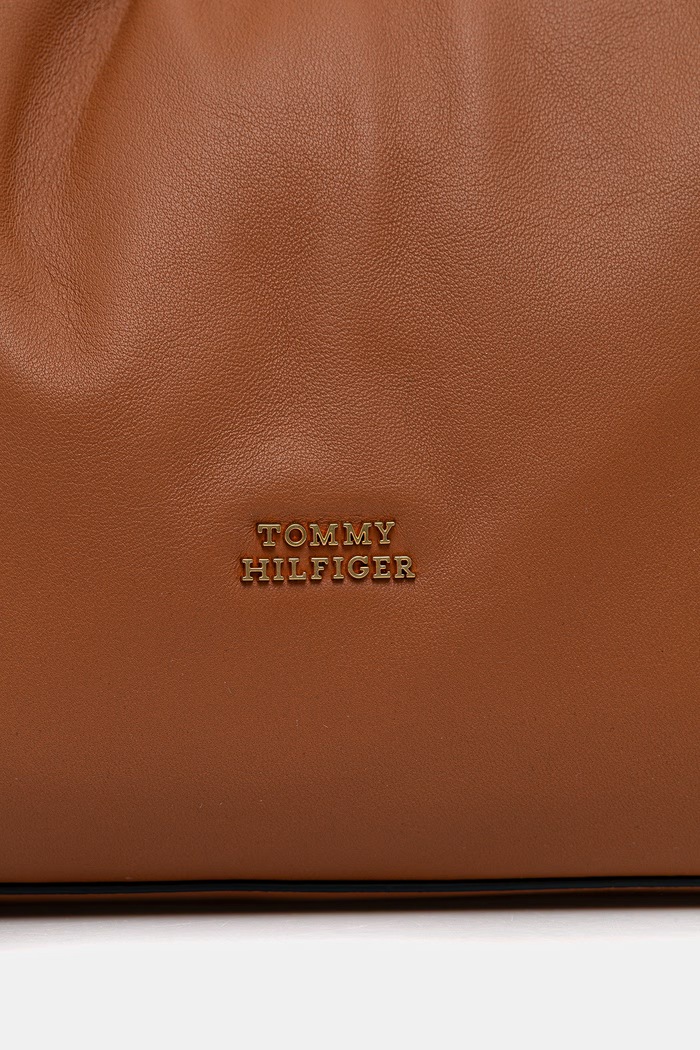 Tommy Hilfiger geantă shopper pentru femei, din piele maro AW0AW18376