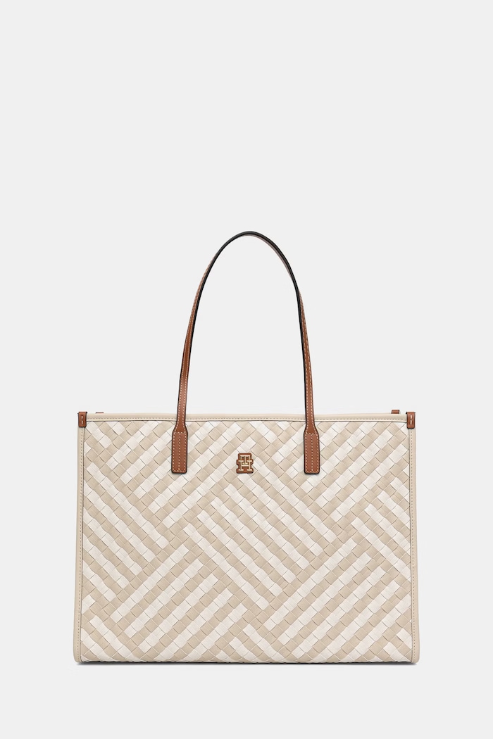 Tommy Hilfiger tote torba ženska iz umetnega usnja bež AW0AW18394