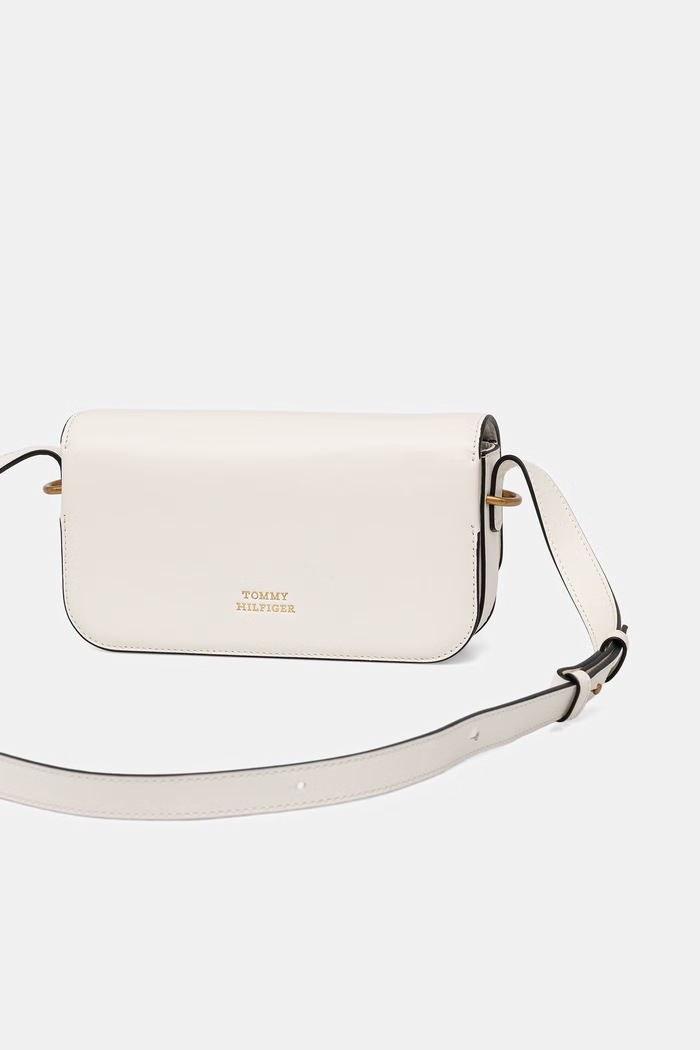 Doplnky Tommy Hilfiger dámska kožená crossbody kabelka AW0AW18399 béžová