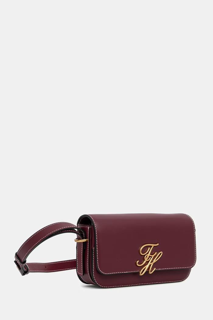 Tommy Hilfiger listonoszka damska skórzana AW0AW18399 bordowy SS26
