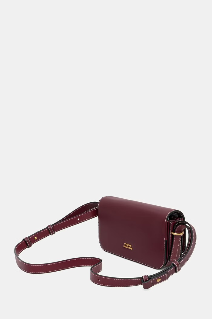 Akcesoria Tommy Hilfiger listonoszka damska skórzana AW0AW18399 bordowy