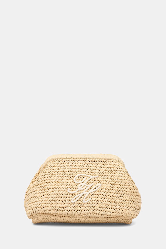 Tommy Hilfiger Clutch Γυναικεία πλεγμένη SUMMER μπεζ AW0AW18627