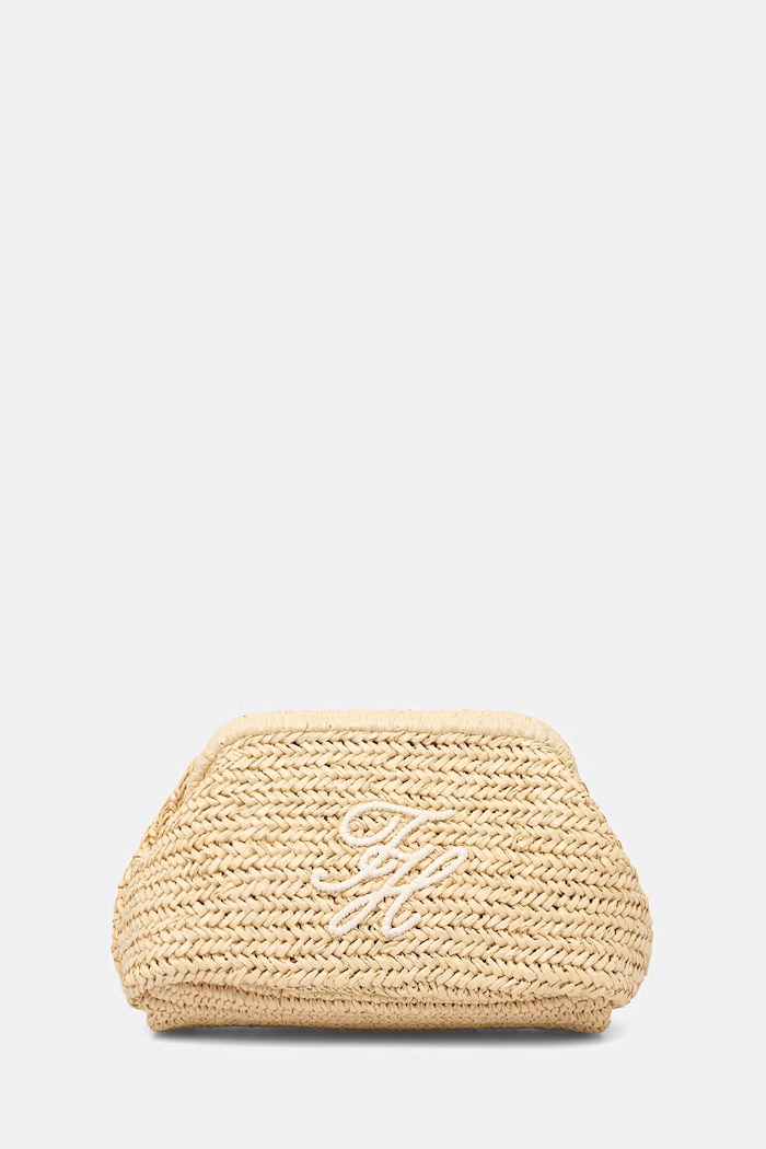 Tommy Hilfiger Clutch Γυναικεία πλεγμένη SUMMER μπεζ AW0AW18627