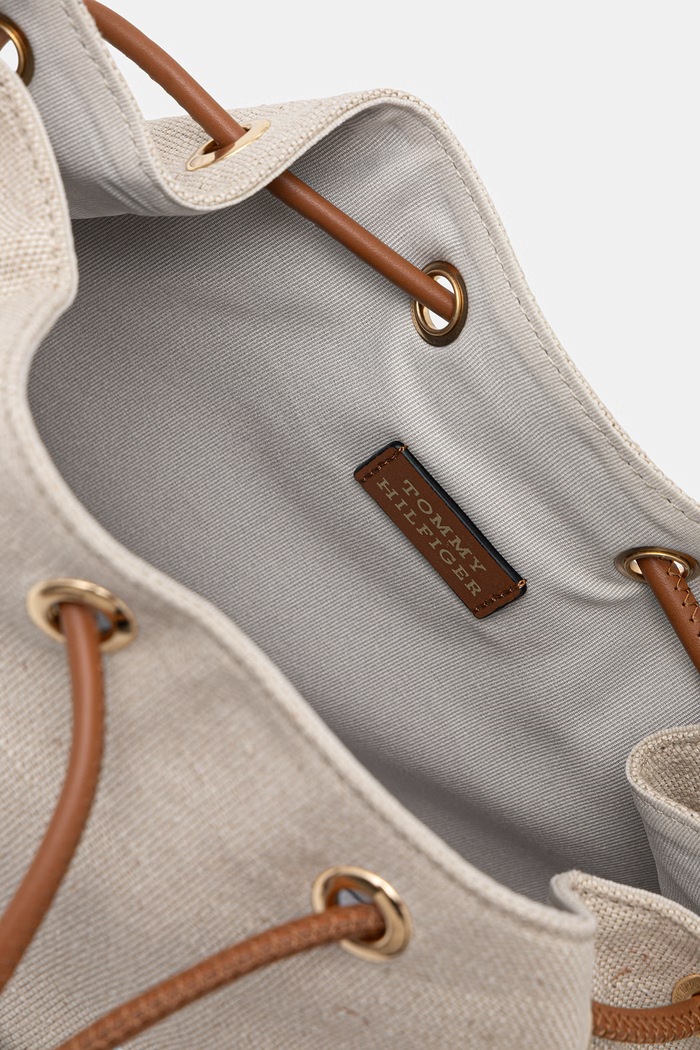 Tommy Hilfiger torba za žene lanena SUMMER AW0AW18631 bež