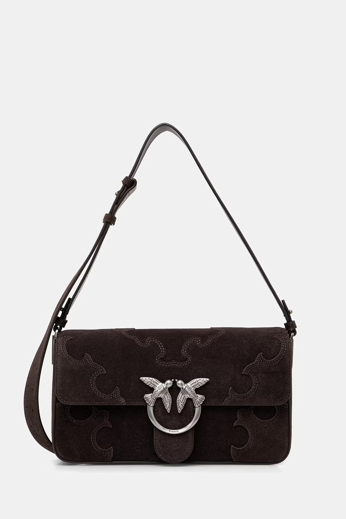 Pinko torebka crossbody damska zamszowa brązowy 106243.A0F6