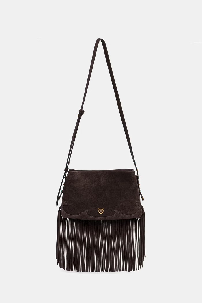Dámska crossbody kabelka Pinko semišová hnedá 106665.A0F6