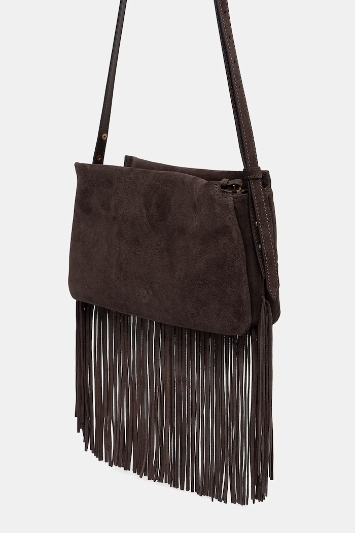 Doplnky Dámska crossbody kabelka Pinko semišová 106665.A0F6 hnedá