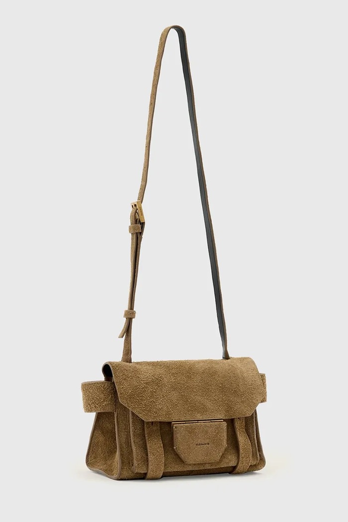 Akcesoria AllSaints torebka zamszowa URSA W099XE brązowy