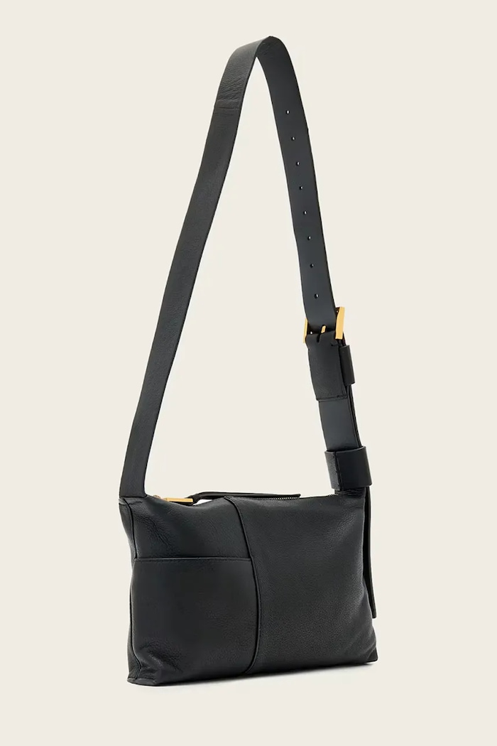 AllSaints geantă de mână din piele întoarsă ALBA W267XE negru SS26