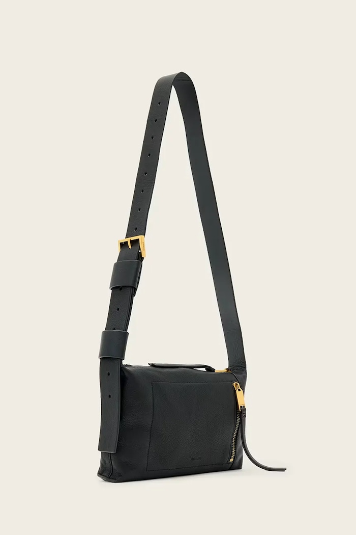 Accesorii AllSaints geantă de mână din piele întoarsă ALBA W267XE negru