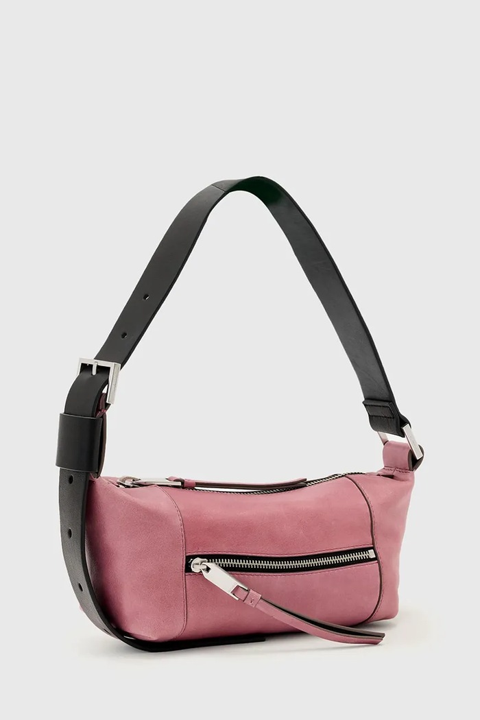 Akcesoria AllSaints torebka crossbody damska skórzana VEGA W700XD różowy