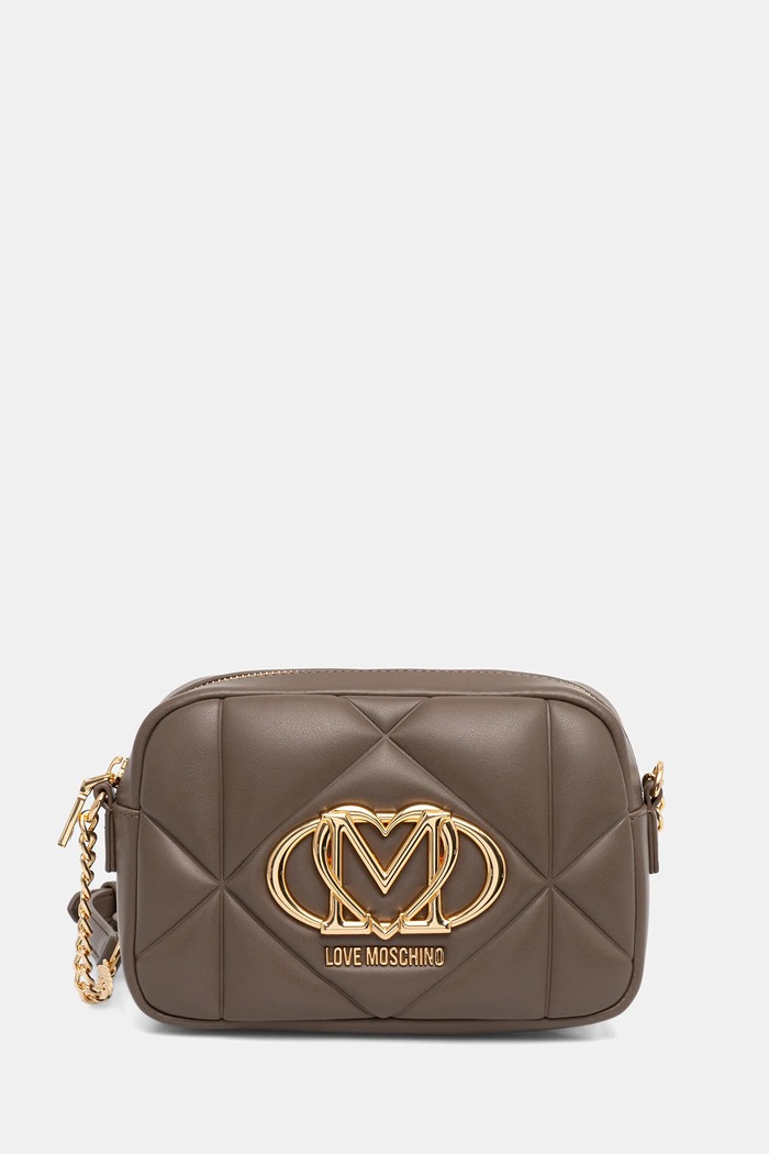 Kabelka Love Moschino nášivka hnědá JC4038PP1OLC0203