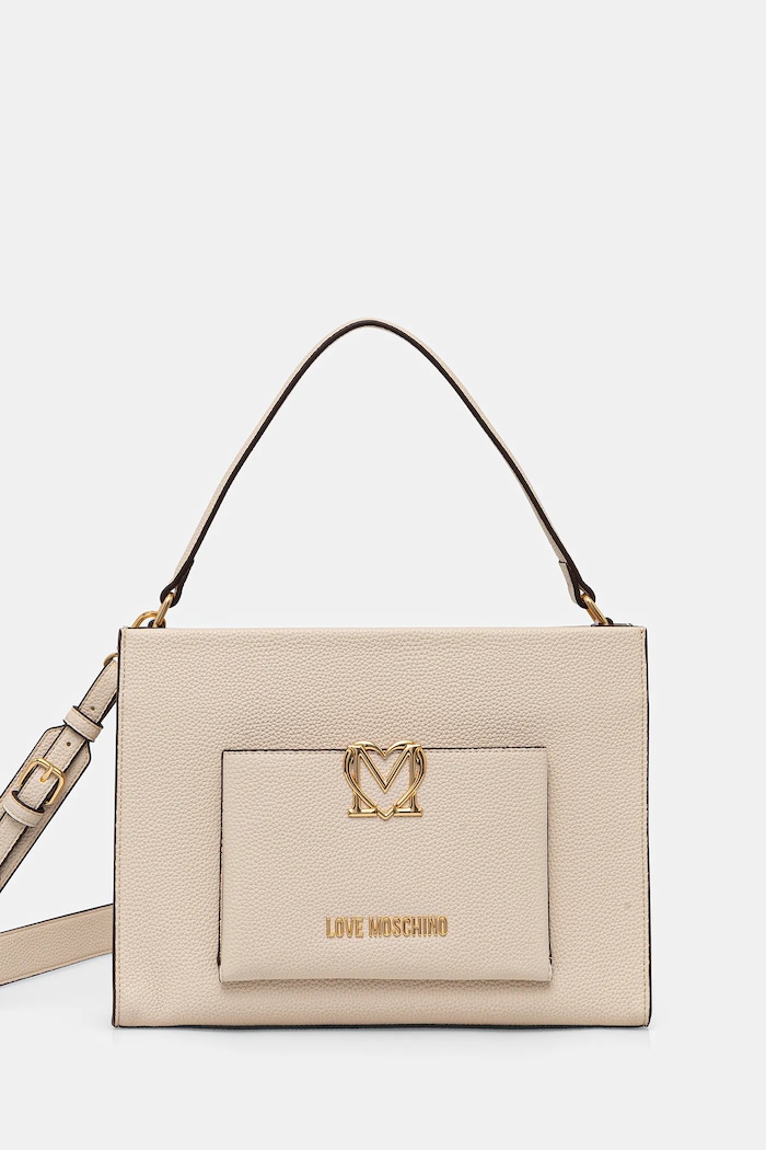 Kabelka Love Moschino nášivka béžová JC4125PP1OLM0110