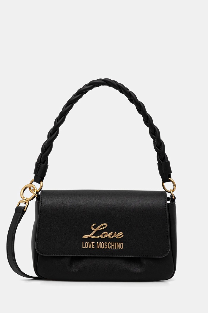 Kožená kabelka Love Moschino přírodní kůže černá JC4160PP1OL1900A
