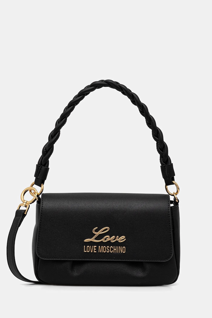 Kožená kabelka Love Moschino přírodní kůže černá JC4160PP1OL1900A