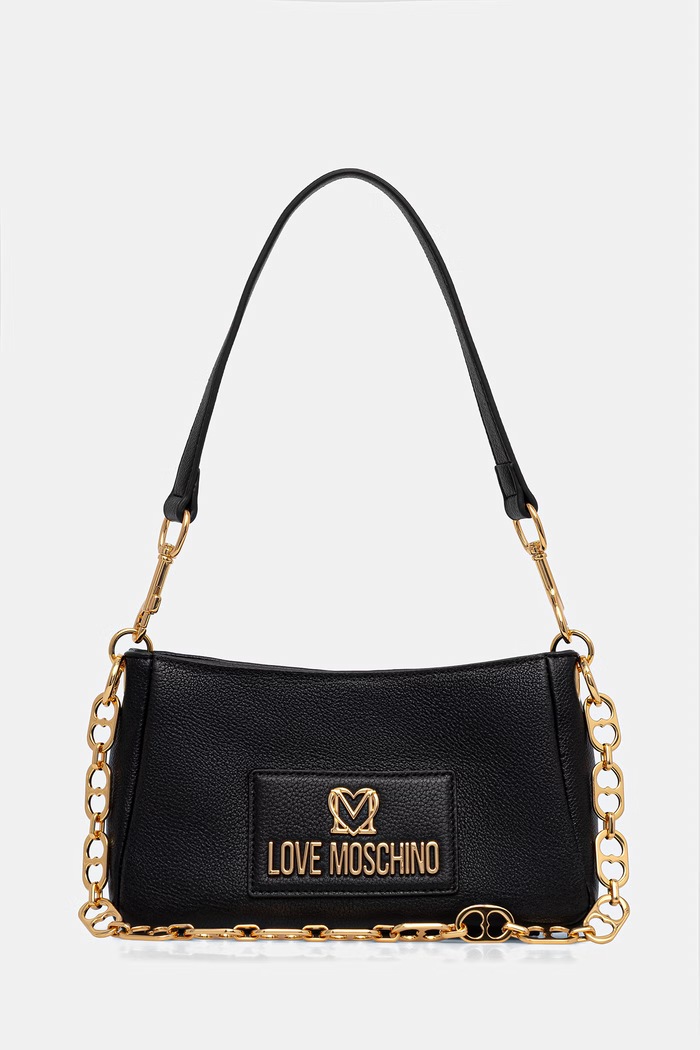 Love Moschino torebka skórzana aplikacja czarny JC4167PP1OL1200A