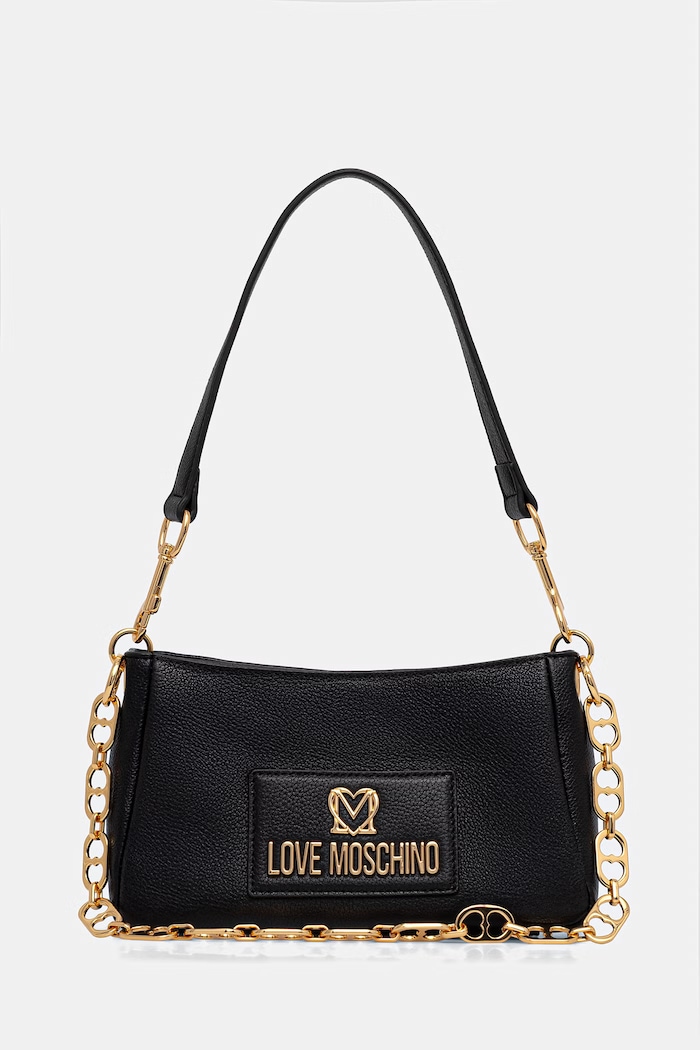 Love Moschino torebka skórzana aplikacja czarny JC4167PP1OL1200A
